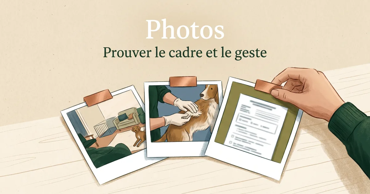 Quatre photos imprimées légendées d'élevage disposées à la main